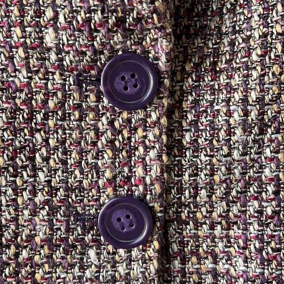 LAURA PETITES Purple Bouclé Wool Blend Knit Two Button Closure Blazer Size 2 - Picture 4 of 17